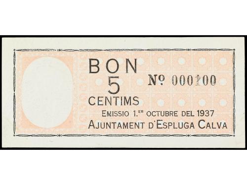 CATALUNYA. 5 Cèntims. 1 Octubre 1937. Aj. d´ ESPLUGA CALVA. 