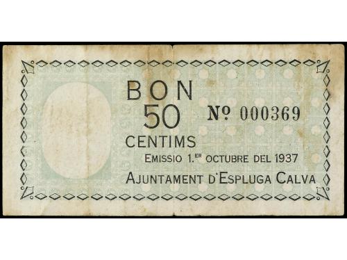 CATALUNYA. 50 Cèntims. 1 Octubre 1937. Aj. d´ ESPLUGA CALVA.