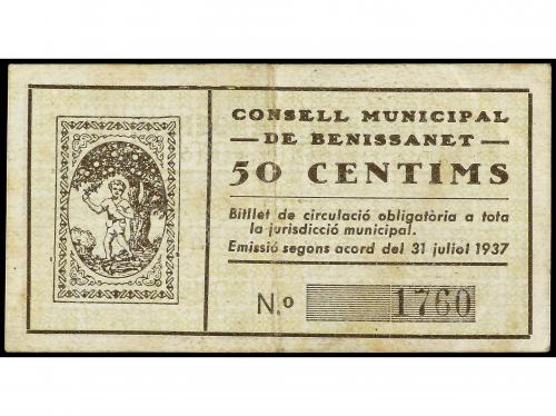 CATALUNYA. 50 Cèntims. 31 Juliol 1937. C.M. de BENISSANET. (