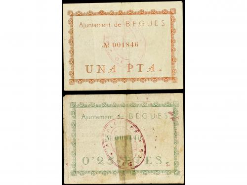 CATALUNYA. Lote 2 billetes 0, 25 y 1 Pesseta. 24 Maig 1937. 