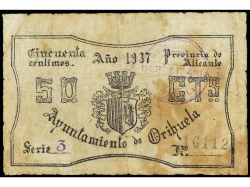 ALICANTE. 50 Céntimos. 1 Febrero 1937. Ay. de ORIHUELA (Alic