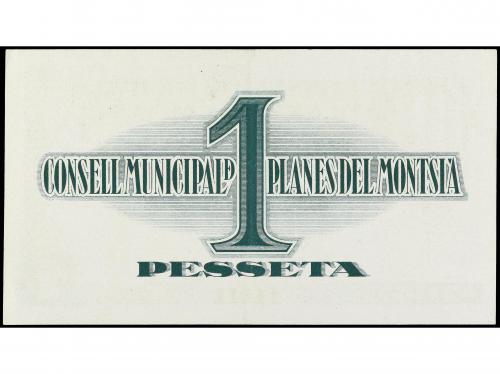 CATALUNYA. 1 Pesseta. 17 Gener 1937. C.M. de PLANES DE MONTS