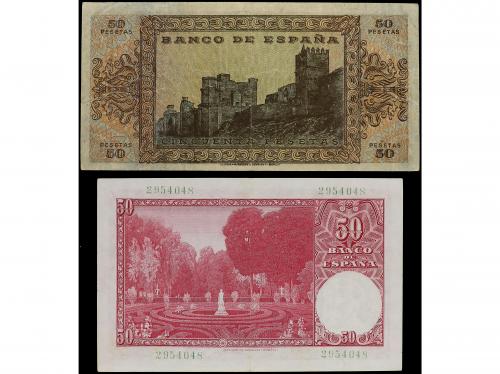 BILLETES ESPAÑOLES. Lote 2 billetes 50 Pesetas. 1938 y 1951.