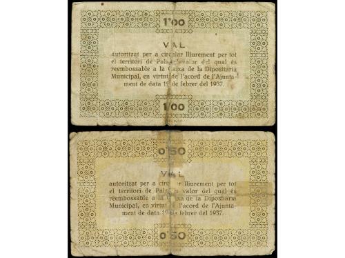 CATALUNYA. Lote 2 billetes 50 Cèntims y 1 Pesseta. 25 Febrer