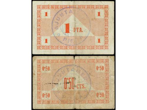 CATALUNYA. Lote 2 billetes 50 Cèntims y 1 Pesseta. 1937. Aj.