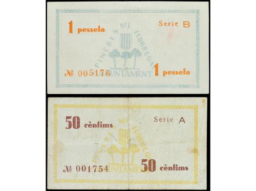 CATALUNYA. Lote 2 billetes 50 Cèntims y 1 Pesseta. 25 Maig 1