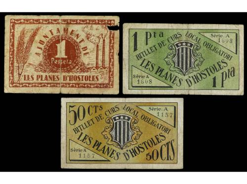 CATALUNYA. Lote 4 billetes 50 Cèntims y 1 Pesseta (2). 24 Ju