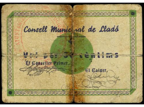 CATALUNYA. 50 Cèntims. Abril 1937. C.M. de LLADÓ. (Manchas. 