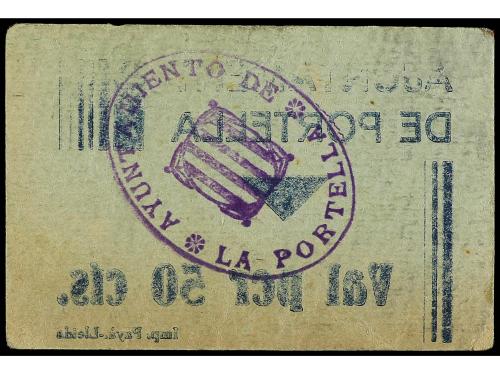 CATALUNYA. 50 Cèntims. Aj. de PORTELLA. Cartón. RARO. AT-197