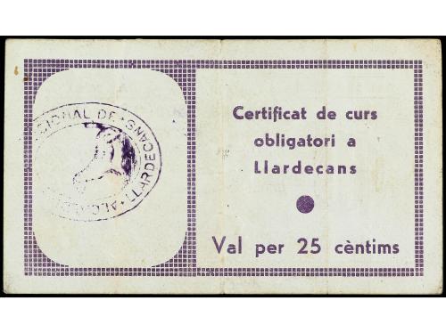 CATALUNYA. 25 Cèntims. Agost 1937. Aj. de LLARDECANS. RARO. 