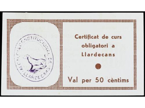 CATALUNYA. 50 Cèntims. Agost 1937. Aj. de LLARDECANS. MUY RA