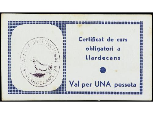 CATALUNYA. 1 Pesseta. Agost 1937. Aj. de LLARDECANS. (Pequeñ