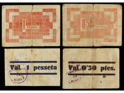 CATALUNYA. Serie 4 billetes 0, 50 (2) y 1 Pesseta (2). C.M. 