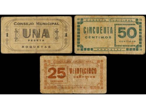 CATALUNYA. Lote 6 billetes 25 (2), 50 Cèntims (2) y 1 Pesset