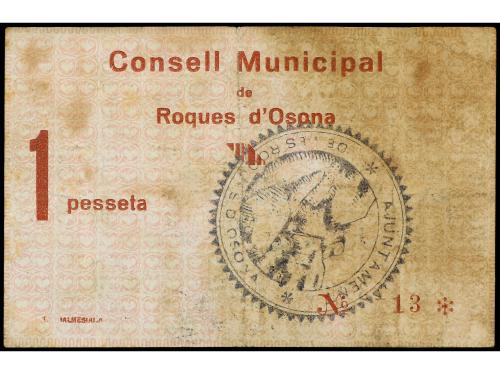 CATALUNYA. 1 Pesseta. 23 Juliol 1937. C.M. de ROQUES D´ OSON