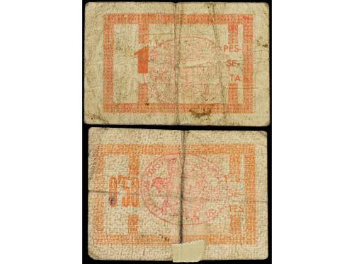 CATALUNYA. Lote 2 billetes 0,50 y 1 Pesseta. Emissió 1937. C