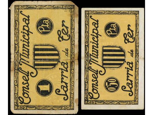 CATALUNYA. Lote 2 billetes 0, 50 y 1 Pesseta. 15 Maig 1937. 