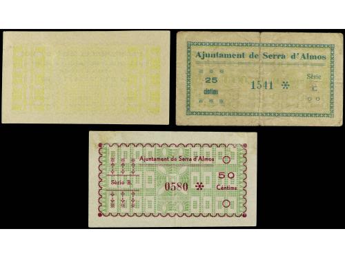 CATALUNYA. Lote 3 billetes 25, 50 Cèntims y 1 Pesseta. 1937.