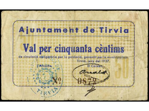 CATALUNYA. 50 Cèntims. Juny 1937. Aj. de TÍRVIA. (Algo sucio