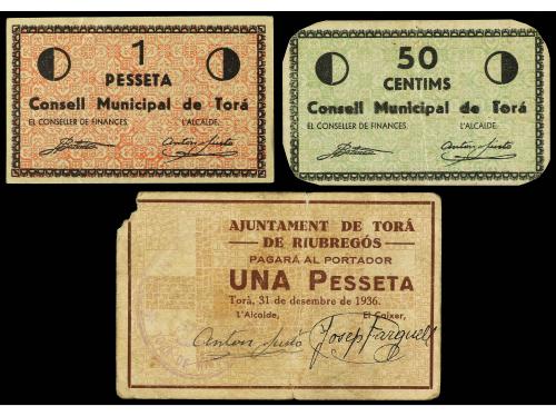 CATALUNYA. Lote 3 billetes 50 Cèntims y 1 Pesseta (2). 31 De