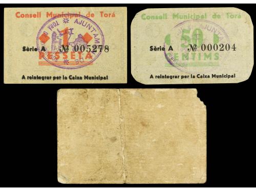 CATALUNYA. Lote 3 billetes 50 Cèntims y 1 Pesseta (2). 31 De