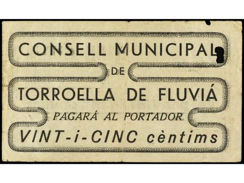 CATALUNYA. 25 Cèntims. C.M. de TORROELLA DE FLUVIÀ. (Algo ro