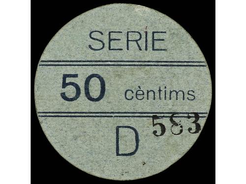 CATALUNYA. 50 Cèntims. Aj. de VIELLA. Cartón disco. Serie D.