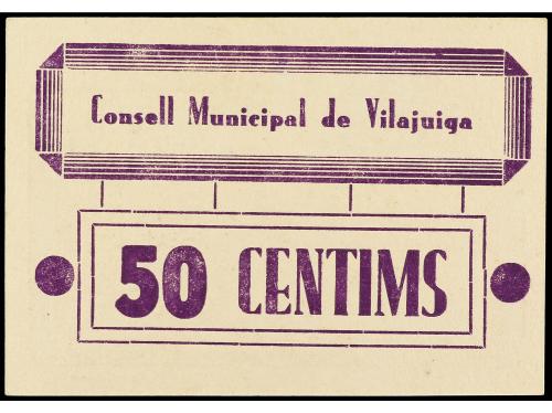 CATALUNYA. 50 Cèntims. C.M. de VILAJUIGA. Cartulina. RARO. A