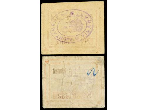 CATALUNYA. Lote 2 billetes 5 y 15 Cèntims. Aj. de VILANANT. 