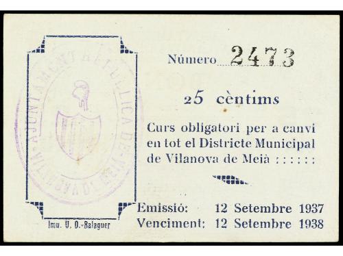 CATALUNYA. 25 Cèntims. Aj. de VILANOVA DE MEIÀ. AT-2850. SC.