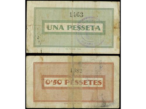 CATALUNYA. Lote 2 billetes 0, 50 y 1 Pessetes. 25 Maig 1937.