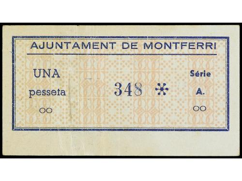 CATALUNYA. 1 Pesseta. Octubre 1937. Aj. de MONTFERRI. MUY ES