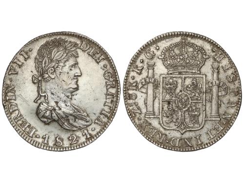 FERNANDO VII. 8 Reales. 1821. ZACATECAS. R.G. 27,04 grs. (Ho