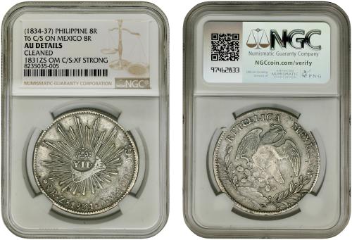 ISABEL II. 1 Peso. (1834-1837). MANILA. Encapsulado por NGC 