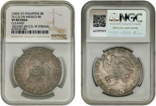 ISABEL II. 1 Peso. (1834-1837). MANILA. Encapsulado por NGC 