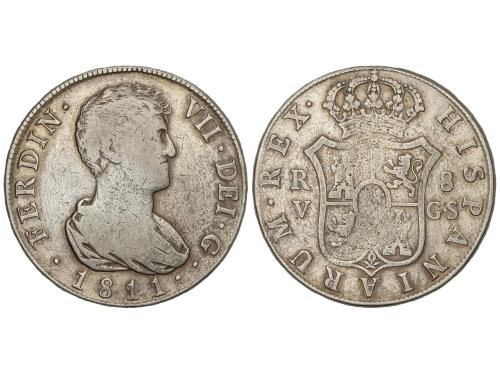 FERNANDO VII. 8 Reales. 1811. VALENCIA. G.S. 26,84 grs. (Pro