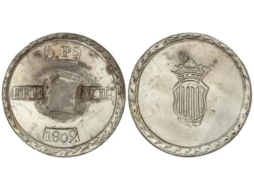 FERNANDO VII. 5 Pesetas. 1809. TARRAGONA. Anv.: Cero de la f