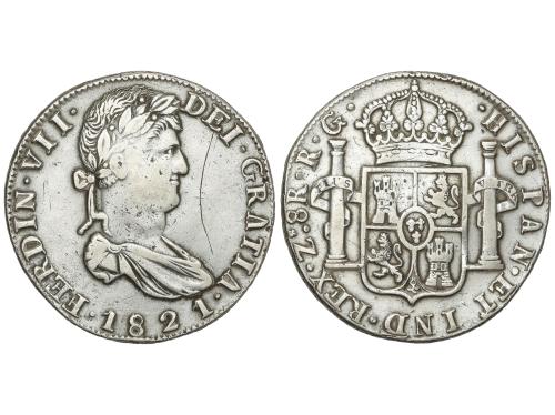 FERNANDO VII. 8 Reales. 1821. ZACATECAS. R.G. 26,89 grs. (Li