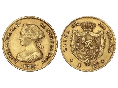 ISABEL II. 4 Escudos. 1865. MADRID. 3,35 grs. (Leves golpeci