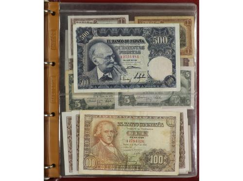 Lote 71 billetes 1 a 1.000 Pesetas. 1925 a 1992. Incluye alg