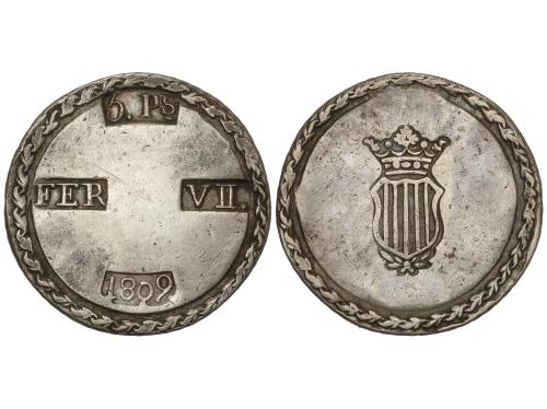 FERNANDO VII. 5 Pesetas. 1810. TARRAGONA. Anv.: Cero de la f