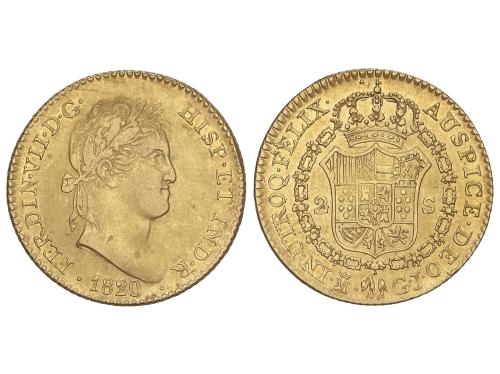 FERNANDO VII. 2 Escudos. 1820. MADRID. G.J. 6,73 grs. Acuñac