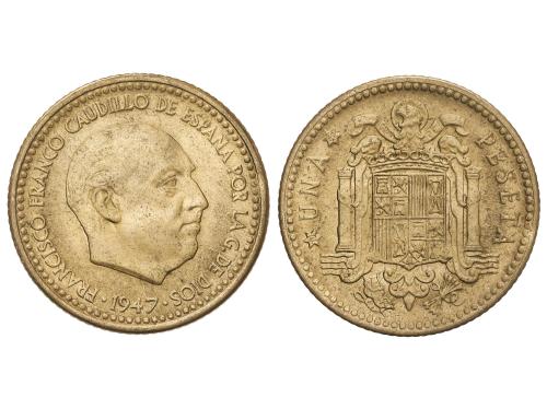 ESTADO ESPAÑOL. 1 Peseta. 1947 (*19-50). (Manchitas). SC-. 