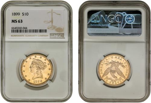 ESTADOS UNIDOS. 10 Dollars. 1899. Encapsulado por NGC MS63 (