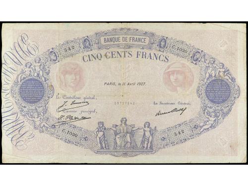 BILLETES EXTRANJEROS. Lote 11 billetes 50 a 1.000 Francs. 19