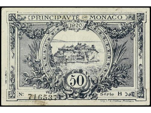 BILLETES EXTRANJEROS. 50 Centimes. 1920. MÓNACO. Serie H. (2