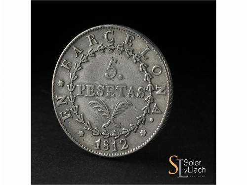 OCUPACIÓN NAPOLEÓNICA de CATALUNYA. 5 Pesetas. 1812. BARCELO
