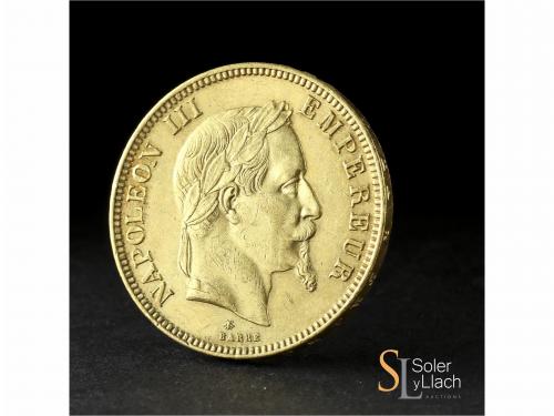 FRANCIA. 100 Francs. 1869-A. NAPOLEÓN III. PARÍS. 32,21 grs.