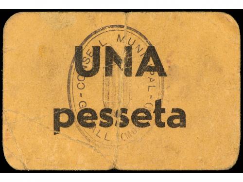 CATALUNYA. 1 Pesseta. 1937. C.M. de GODALL. Cartón. (Pequeña