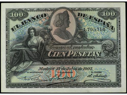 BANCO DE ESPAÑA. lote 2 billetes 100 Pesetas. 15 Julio 1907.